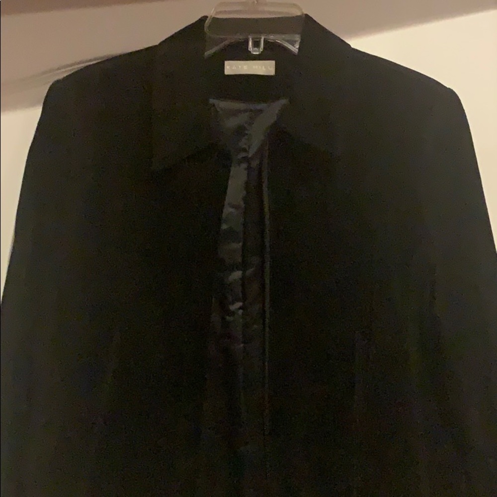 Black Suede Jacket size 14 Zip Front like new!